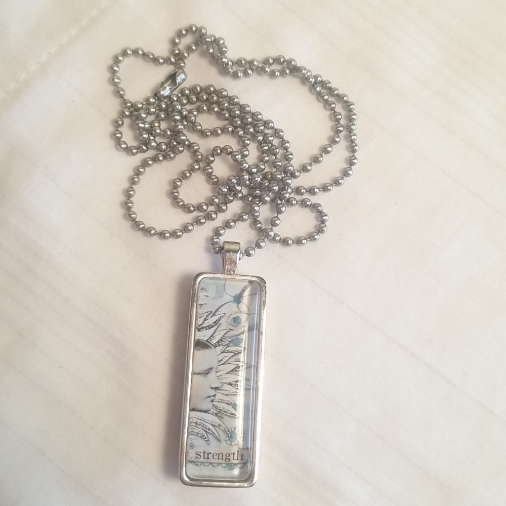 Vintage Sally Jean Reversible STRENGTH Inspirational Necklace